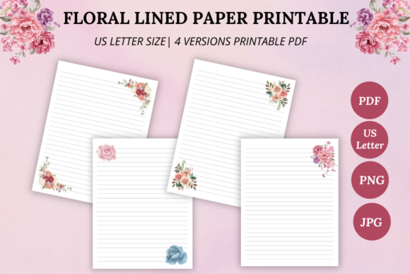 Download Floral Lined Paper Printable - Premium Resources