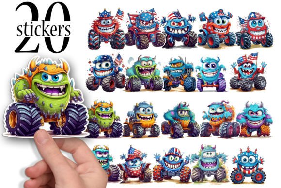 Download Stickers for Kids, Cute Monster Trucks - Premium Resources